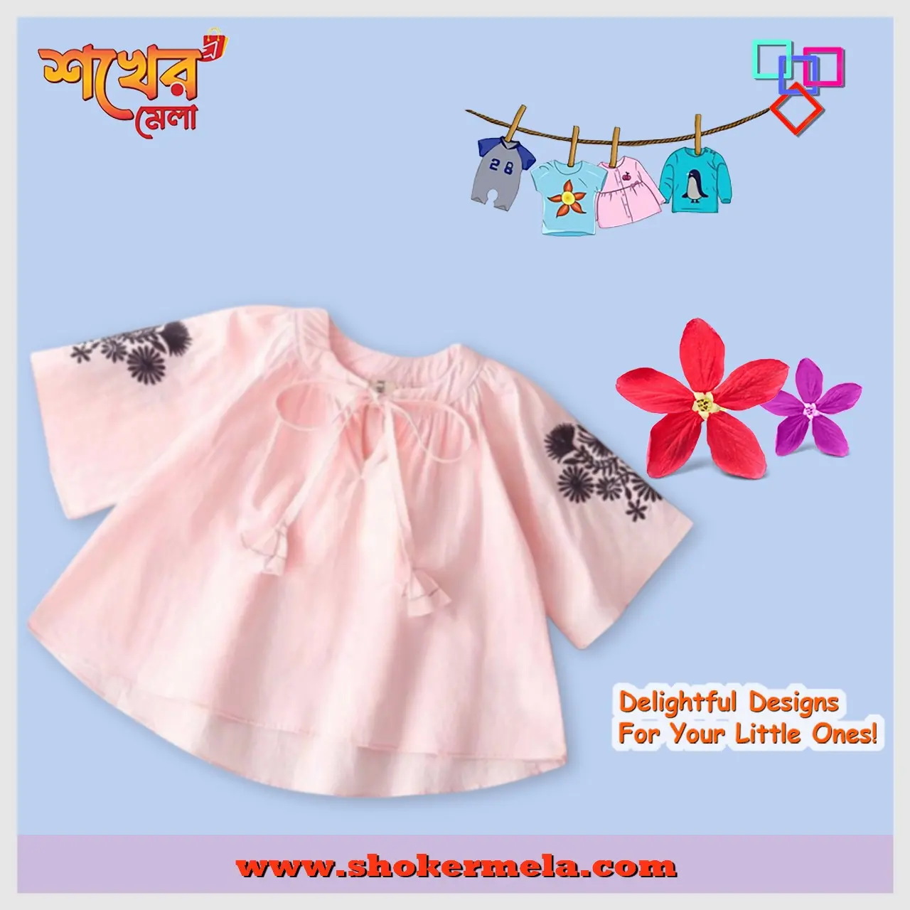 Drop shoulder top for Baby Girls/Eid collection/occasions dress
